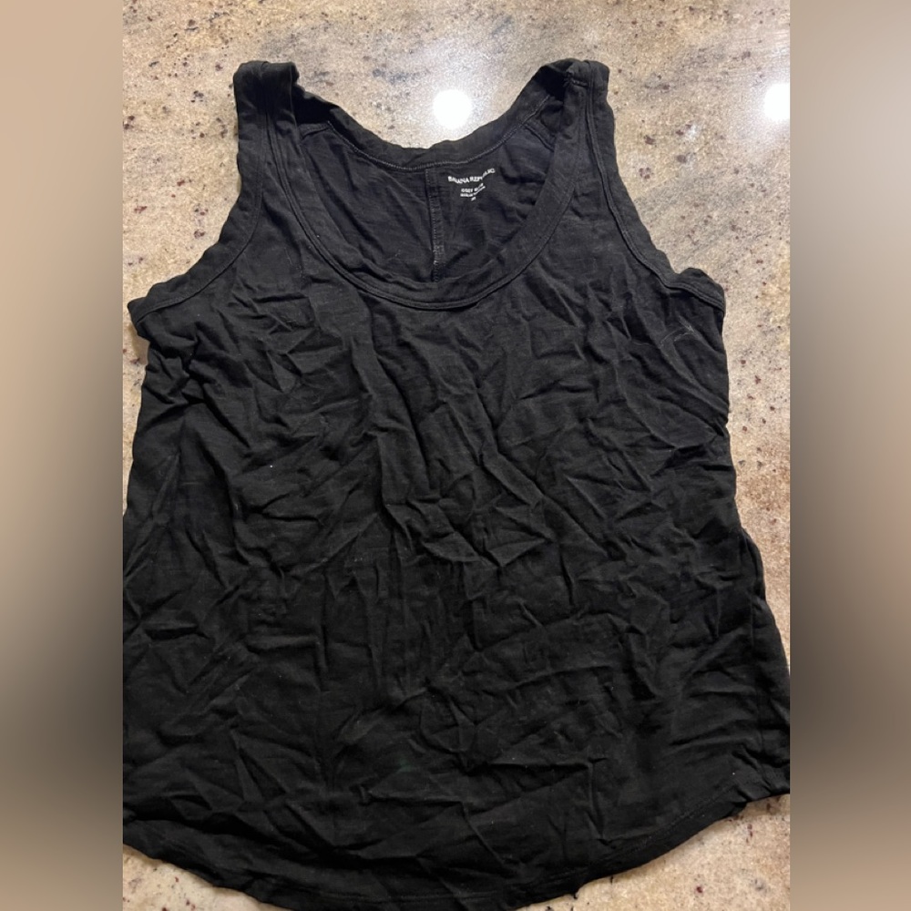 Banana Republic Womens Black Cozy Slub Tank Top